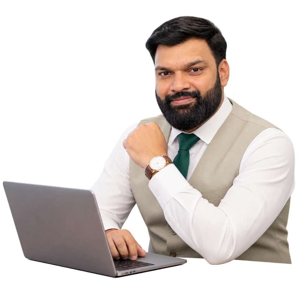 Ranjan Rathi, Founder of Reliable Digital Expert, at his laptop
