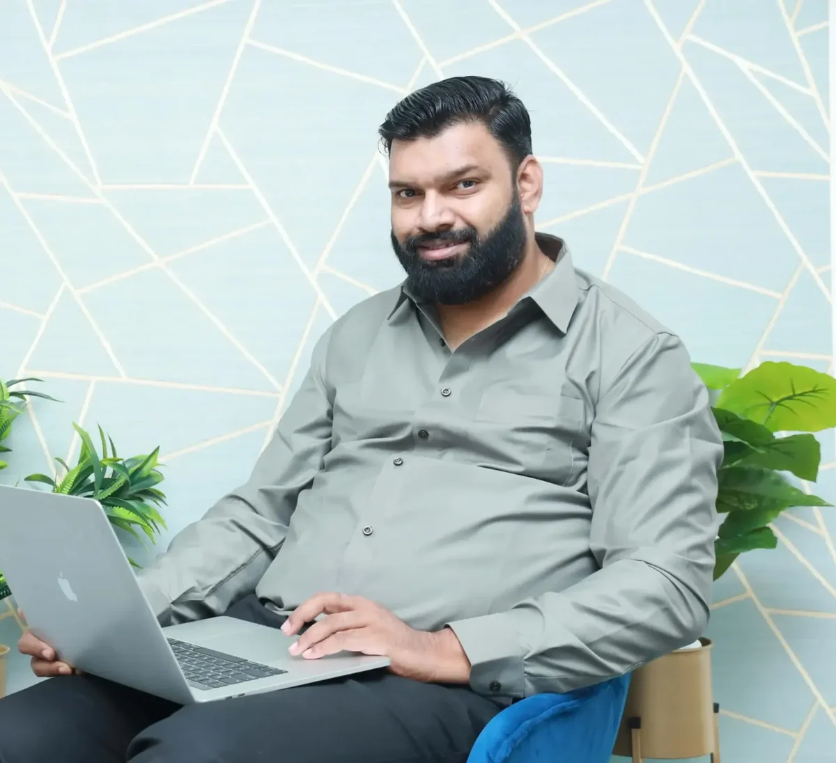 Ranjan Rathi working on his laptop